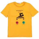 Βαμβακερό μπλουζάκι για αγόρι με διασκεδαστική στάμπα, κίτρινο Acar 114411 