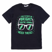Βαμβακερό μπλουζάκι για αγόρι με στάμπα "Bright", μαύρο Acar 114419 