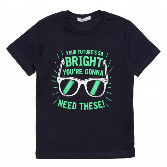 Βαμβακερό μπλουζάκι για αγόρι με στάμπα "Bright", μαύρο Acar 114419 