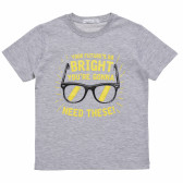 Βαμβακερό μπλουζάκι για αγόρι με στάμπα "Bright", γκρι Acar 114427 