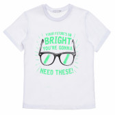 Βαμβακερό μπλουζάκι για αγόρι με στάμπα Bright, λευκό Acar 114435 