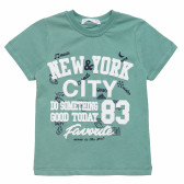 Βαμβακερό μπλουζάκι για αγόρι με στάμπα NYC, πράσινο Acar 114447 
