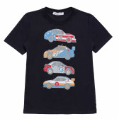 Μπλουζάκι αγοριού βαμβακερό με στάμπα αυτοκινήτου, μαύρο Acar 114563 