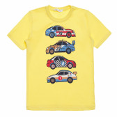 Μπλουζάκι αγοριού βαμβακερό με στάμπα αυτοκινήτου, κίτρινο Acar 114567 