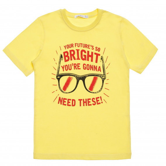 Βαμβακερό μπλουζάκι για αγόρι με στάμπα "Bright", κίτρινο Acar 114793 