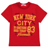 Βαμβακερό μπλουζάκι για αγόρι με στάμπα NYC, κόκκινο Acar 114801 