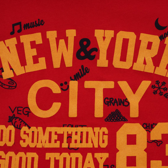 Βαμβακερό μπλουζάκι για αγόρι με στάμπα NYC, κόκκινο Acar 114802 2