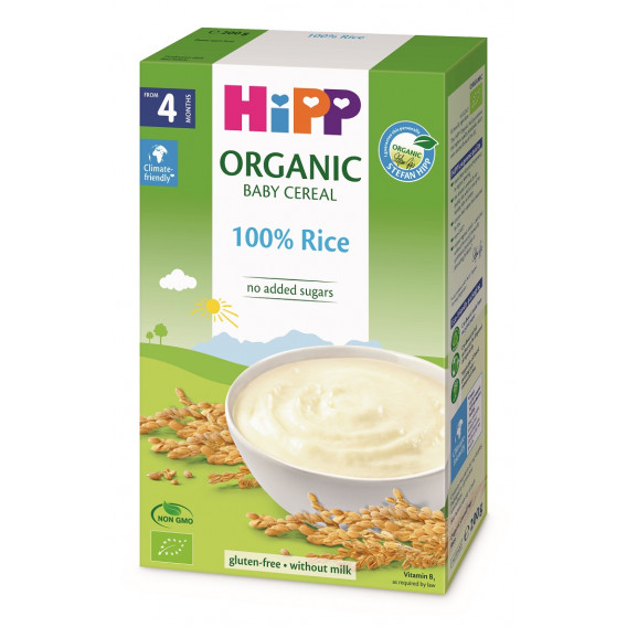 Βιολογικό ρύζι χωρίς γαλακτοκομικά προϊόντα, κουτί 200 g. Hipp 114946 