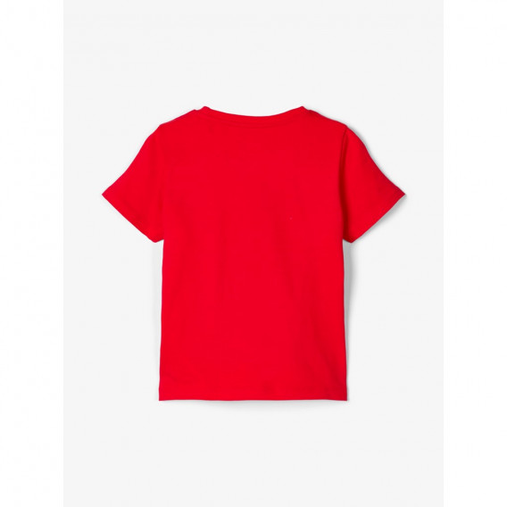 Μπλουζάκι από οργανικό βαμβάκι με επιγραφή για αγόρι, κόκκινο Name it 116409 3