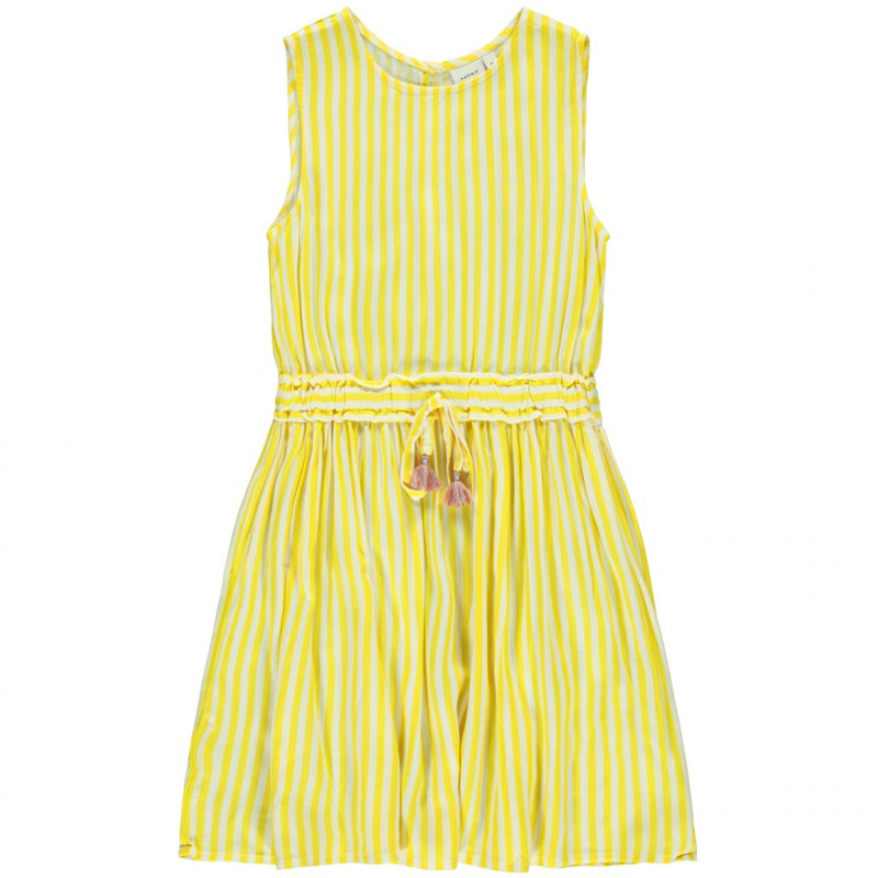 Αμάνικο φόρεμα με κίτρινες και άσπρες ρίγες για κορίτσια  116458