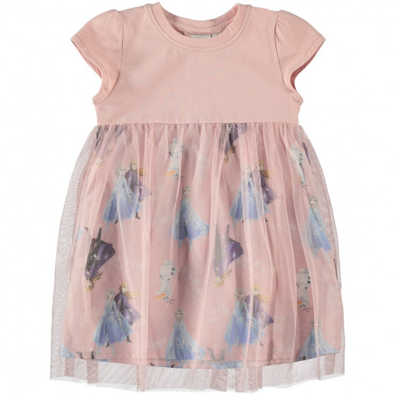 Φόρεμα με σχέδιο και τούλι στο κάτω μέρος, ροζ για κορίτσια Name it 116468 2