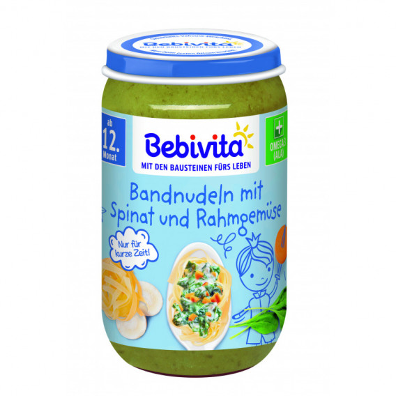 Πουρές μακαρονιών, σπανάκι, λαχανικά, κρέμα, βάζο 250g Bebivita 117604 