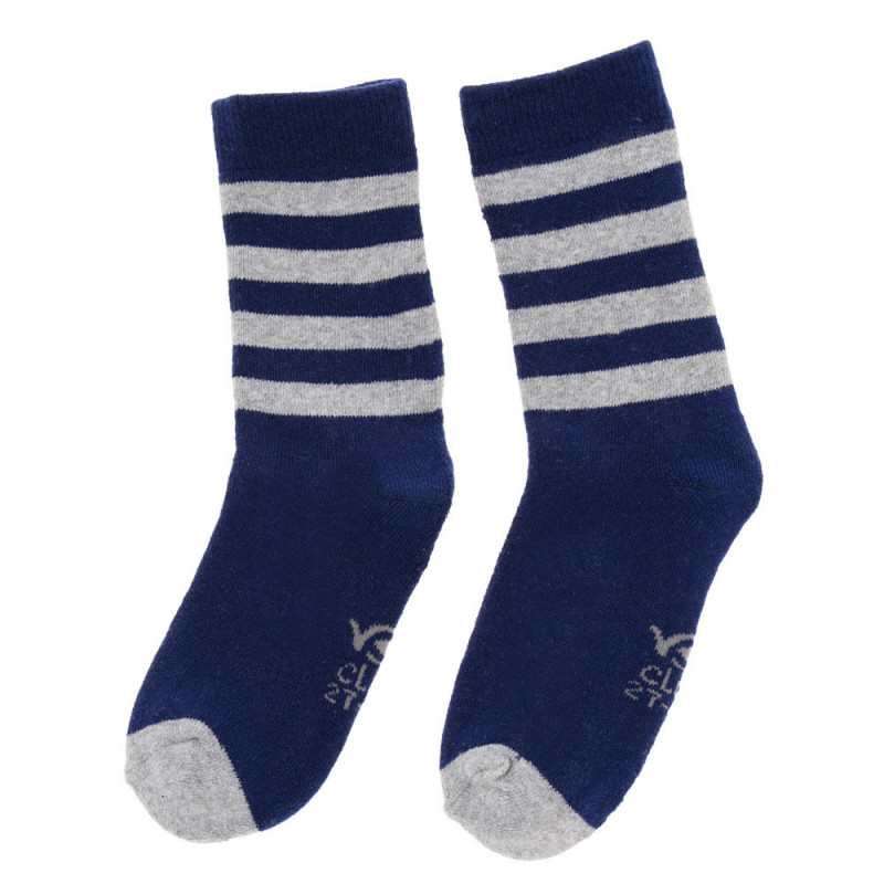 Κάλτσες σε σκούρο μπλε χρώμα με γκρι ρίγες, για αγόρι  124973