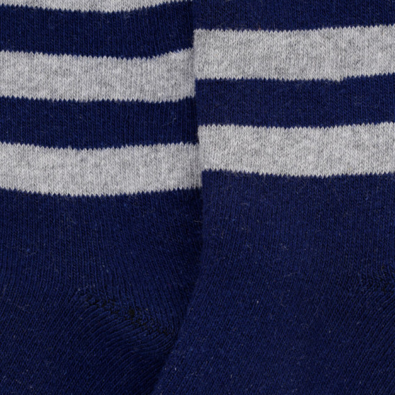 Κάλτσες σε σκούρο μπλε χρώμα με γκρι ρίγες, για αγόρι YO! 124974 2