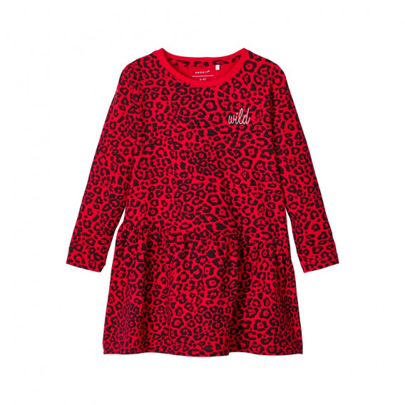Φόρεμα με animal print για κορίτσι-κόκκινο Name it 127795 
