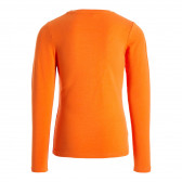 Πορτοκαλί οργανική βαμβακερή μπλούζα με γράμματα Folle d'amour για κορίτσια Name it 127995 2