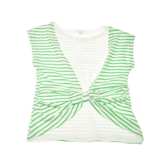Κοντομάνικο Βαμβακερό μπλουζάκι για κορίτσι, λευκό και πράσινο Benetton 131213 