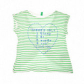 Κοντομάνικο Βαμβακερό μπλουζάκι για κορίτσι, λευκό και πράσινο Benetton 131214 2