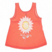 Βαμβακερή αμάνικη μπλούζα για κορίτσια σε πορτοκαλί χρώμα Benetton 131240 