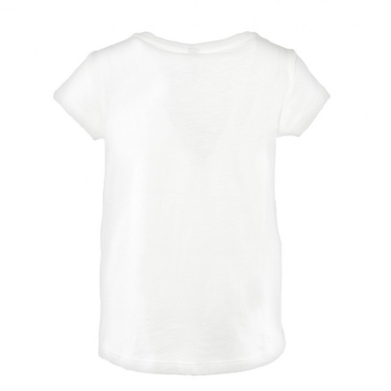 Βαμβακερό λευκό κοντομάνικο μπλουζάκι για κορίτσι Benetton 131396 2