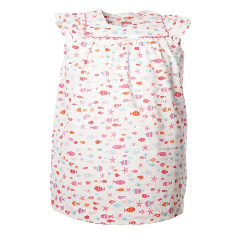 Βαμβακερό Φόρεμα για Κορίτσια, λευκό με μοτίβο ψαριού  131710