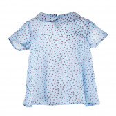 Βαμβακερό πουκάμισο με κοντά μανίκια για κορίτσι, μπλε Benetton 136924 