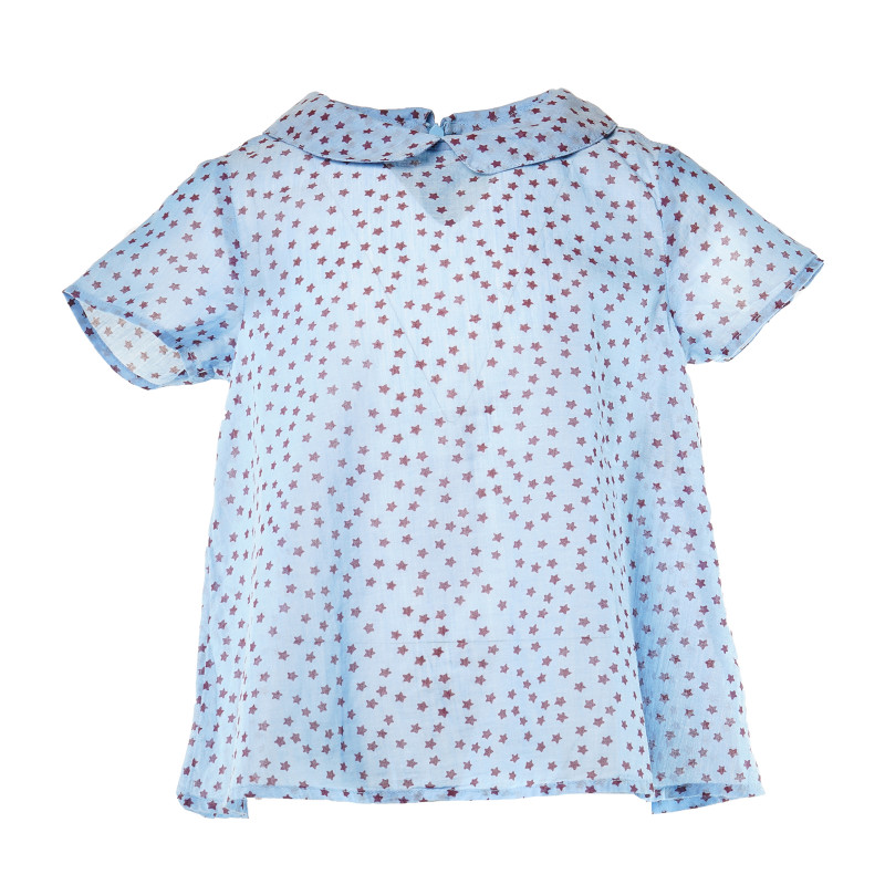 Βαμβακερό πουκάμισο με κοντά μανίκια για κορίτσι, μπλε  136924