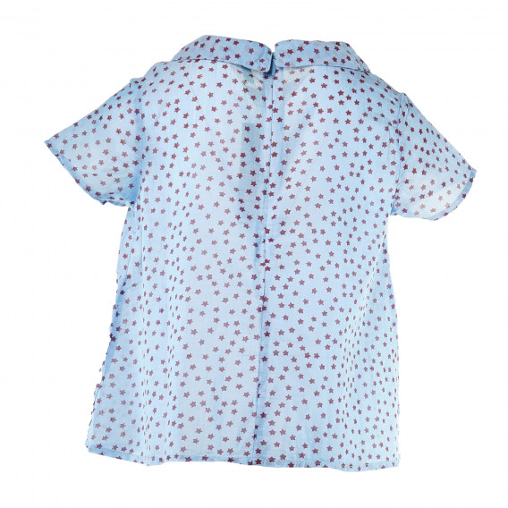 Βαμβακερό πουκάμισο με κοντά μανίκια για κορίτσι, μπλε Benetton 136925 2