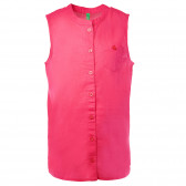 Αμάνικο βαμβακερό πουκάμισο ροζ, για κορίτσι Benetton 136939 