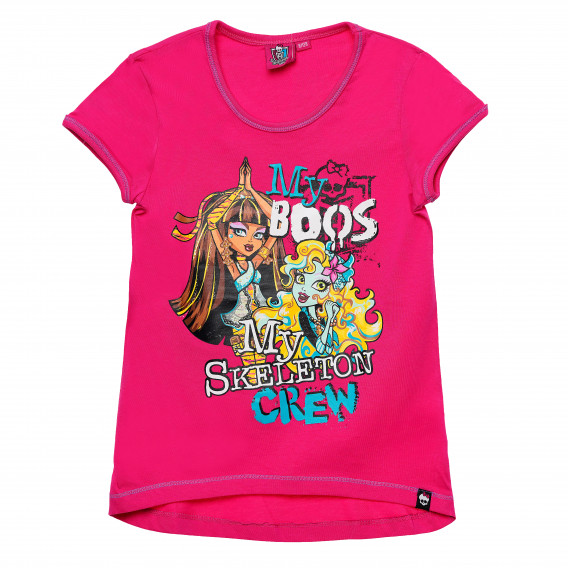 Γυναικείο μπλουζάκι από βαμβάκι με ροζ χρώμα Monster High 143870 