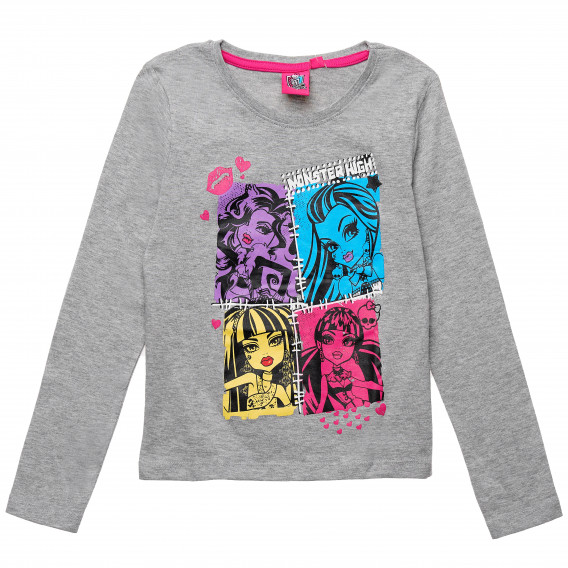 Πολύχρωμα βαμβακερά σετ μπλούζα και παντελόνι για ένα κορίτσι Monster High 143927 4