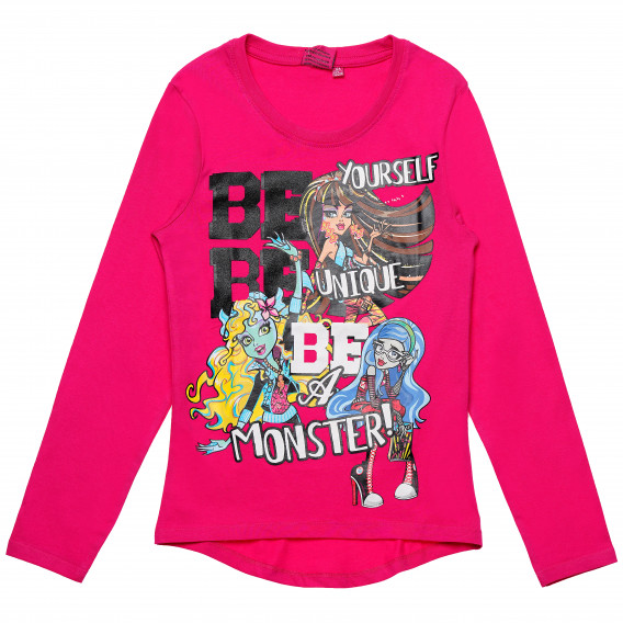 Βαμβακερή κορίτσια Monster High print Ροζ βαμβακερή μπλούζα Monster High 143973 