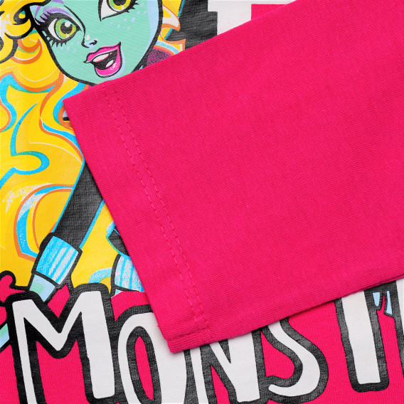 Βαμβακερή κορίτσια Monster High print Ροζ βαμβακερή μπλούζα Monster High 143978 3