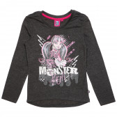 Βαμβακερή μπλούζα για ένα κορίτσι, γκρι Monster High 144038 