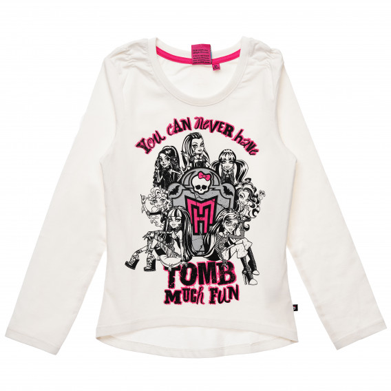 Βαμβακερή μπλούζα για ένα κορίτσι, λευκού χρώματος Monster High 144059 
