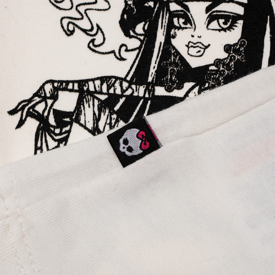 Βαμβακερή μπλούζα για ένα κορίτσι, λευκού χρώματος Monster High 144063 3