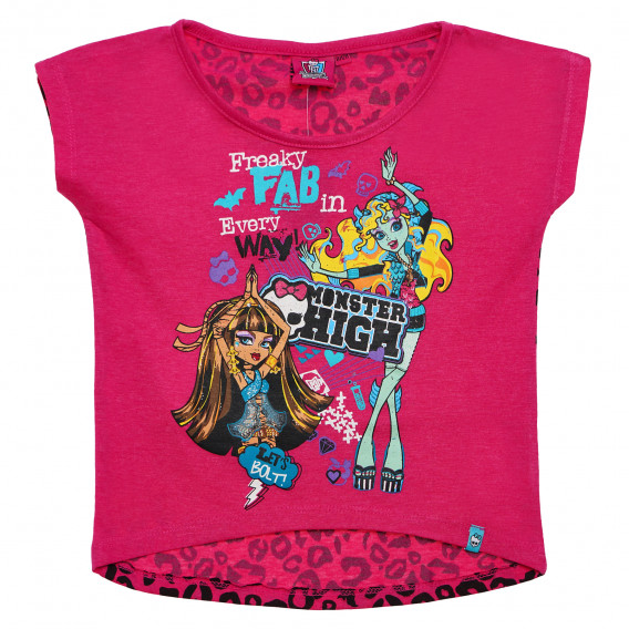 Κοντομάνικη μπλούζα, ασύμμετρη για ένα κορίτσι, ροζ Monster High 144096 