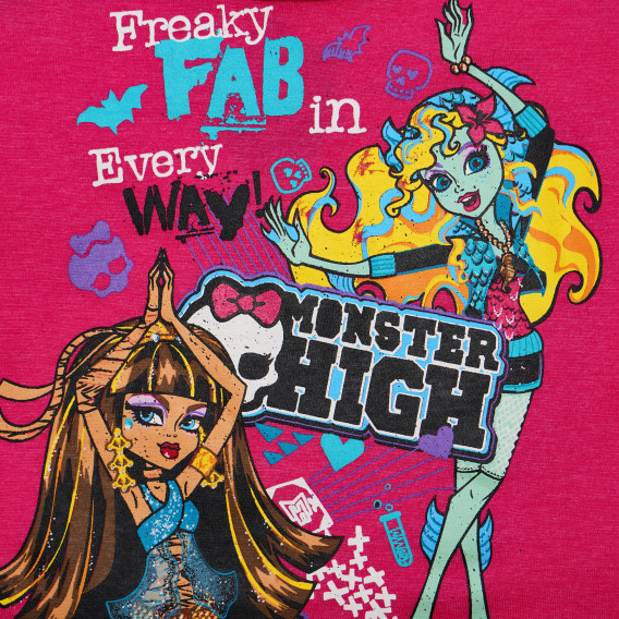 Κοντομάνικη μπλούζα, ασύμμετρη για ένα κορίτσι, ροζ Monster High 144097 2