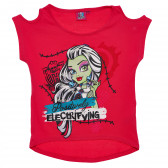 Βαμβακερό μπλουζάκι για κορίτσια, κόκκινο χρώμα Monster High 144101 