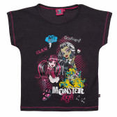 Μαύρο-Βαμβακερό μπλουζάκι για κορίτσια Monster High 144106 