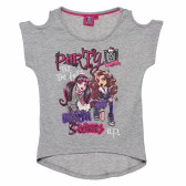 Κορίτσια μπλουζάκι από γκρι χρώμα βαμβακιού Monster High 144114 