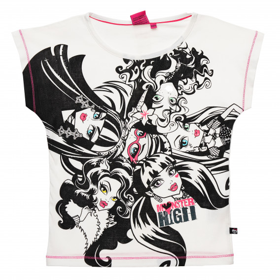 Γυναικείο βαμβακερό μπλουζάκι σε λευκό Monster High 144150 