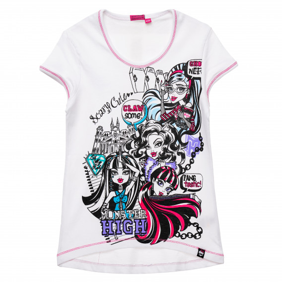 Γυναικείο βαμβακερό μπλουζάκι, λευκό Monster High 144178 