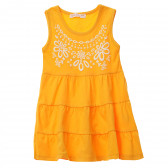 Κορίτσια κίτρινο αμάνικο βαμβακερό φόρεμα με τύπωμα Acar 148253 