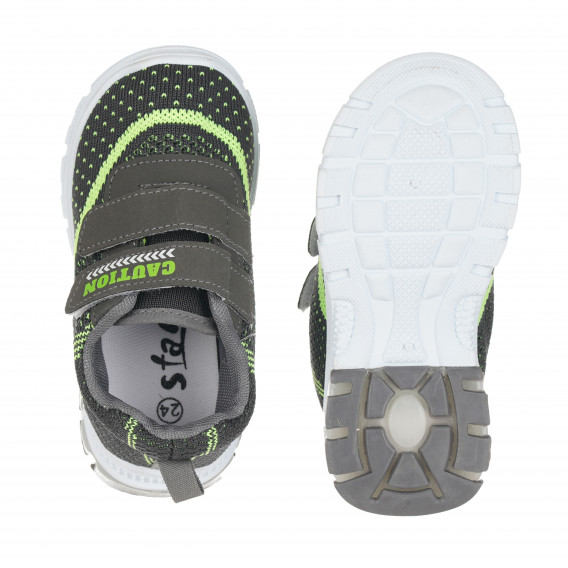 Γκρι και πράσινα πάνινα παπούτσια για αγόρια με Velcro Star 148341 3