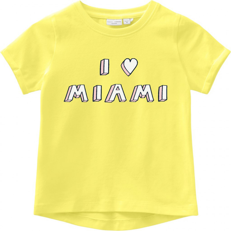 Βαμβακερό μπλουζάκι με γραφικό σχέδιο για κορίτσια, κίτρινο  150334