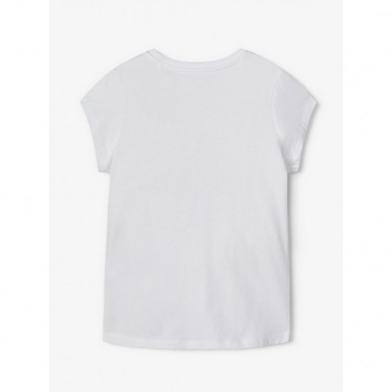Μπλουζάκι από οργανικό βαμβάκι με σχέδιο για κορίτσια-λευκό Name it 150338 3