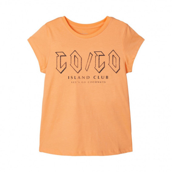 Μπλουζάκι από οργανικό βαμβάκι με σχέδιο για κορίτσια, πορτοκαλί Name it 150340 