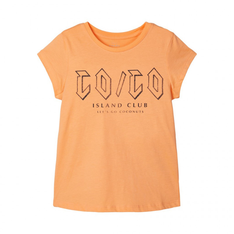 Μπλουζάκι από οργανικό βαμβάκι με σχέδιο για κορίτσια, πορτοκαλί  150340