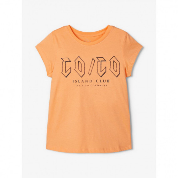 Μπλουζάκι από οργανικό βαμβάκι με σχέδιο για κορίτσια, πορτοκαλί Name it 150341 2